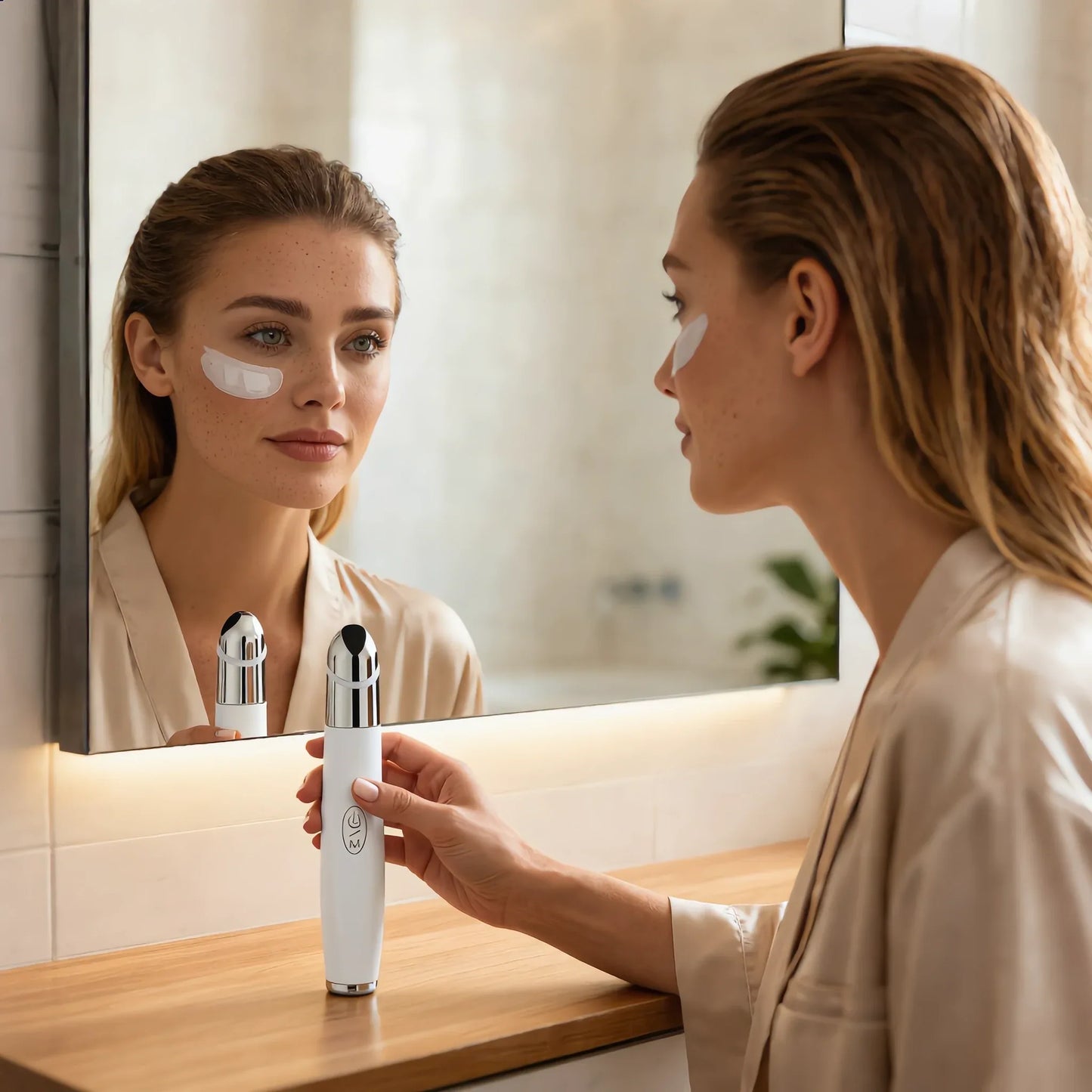 Noélune Eye & Face Massager Wand – LED Vibration Skincare Device - Noélune